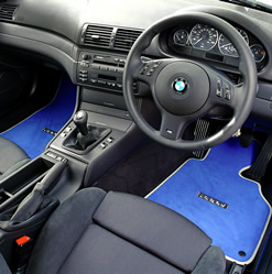 Bespoke blue BMW car mats