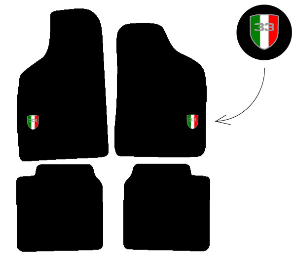 Fits Alfa Romeo 33 1990-1995 Tailored Car Mats Quadrifoglio Italian Badge Logo - Picture 9 of 9