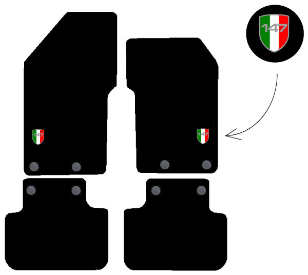 Fits Alfa Romeo 147/GTA 2001-2007 Tailored Car Mats Quadrifoglio Italian Badge - Picture 9 of 9