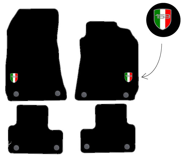 Fits Alfa Romeo 159 Fix 4X 05-11 Tailored Car Mats Quadrifoglio Italian Badge - Picture 9 of 10