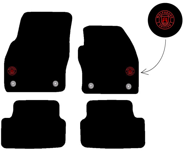 Fits VW Polo 6 2018 onwards Black Tailored Car Mats Wolfsburg Badge Motif Logo - Picture 5 of 10