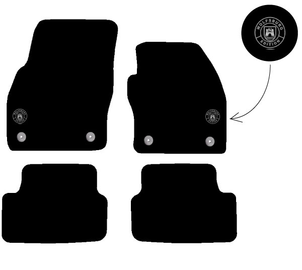 Fits VW Polo 6 2018 onwards Black Tailored Car Mats Wolfsburg Badge Motif Logo - Picture 9 of 10